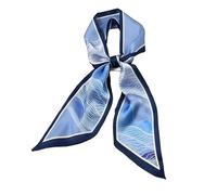 GIMIRO Écharpe en Satin, 148 x 13 cm, Motif Géométrique Damier, Double Couche, Polyester, Marron et Blanc (océan bleu)