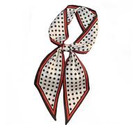 GIMIRO Écharpe en Satin, 148 x 13 cm, Motif Géométrique Damier, Double Couche, Polyester, Marron et Blanc (Rouge - Blanc - Polka Dots noirs)