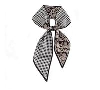 GIMIRO Écharpe en Satin, 148 x 13 cm, Motif Géométrique Damier, Double Couche, Polyester, Marron et Blanc (Noir - Houndstooth PSL)