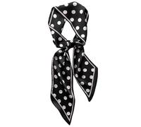 GIMIRO Écharpe en Satin, 148 x 13 cm, Motif Géométrique Damier, Double Couche, Polyester, Marron et Blanc (Noir Blanc Big Polka Dot)