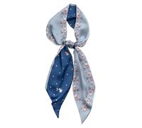 GIMIRO Écharpe en Satin, 148 x 13 cm, Motif Géométrique Damier, Double Couche, Polyester, Marron et Blanc (la rage bleue)