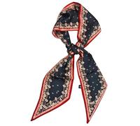 GIMIRO Écharpe en Satin, 148 x 13 cm, Motif Géométrique Damier, Double Couche, Polyester, Marron et Blanc (Rouge Noir PSL)