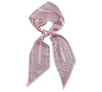 GIMIRO Écharpe en Satin, 148 x 13 cm, Motif Géométrique Damier, Double Couche, Polyester, Marron et Blanc (Chaîne rose)