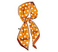GIMIRO Écharpe en Satin, 148 x 13 cm, Motif Géométrique Damier, Double Couche, Polyester, Marron et Blanc (Big Polka Dot blanc orange)
