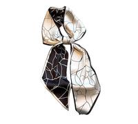 GIMIRO Écharpe en Satin, 148 x 13 cm, Motif Géométrique Damier, Double Couche, Polyester, Marron et Blanc (Marbre noir blanc)