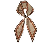 GIMIRO Écharpe en Satin, 148 x 13 cm, Motif Géométrique Damier, Double Couche, Polyester, Marron et Blanc (Café - Brown Retro)