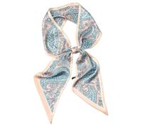 GIMIRO Écharpe en Satin, 148 x 13 cm, Motif Géométrique Damier, Double Couche, Polyester, Marron et Blanc (Bleu rose PSL)