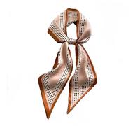 GIMIRO Écharpe en Satin, 148 x 13 cm, Motif Géométrique Damier, Double Couche, Polyester, Marron et Blanc (Marron - Marron clair - Points)