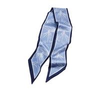 GIMIRO Écharpe en Satin, 148 x 13 cm, Motif Géométrique Damier, Double Couche, Polyester, Marron et Blanc (Bleu)