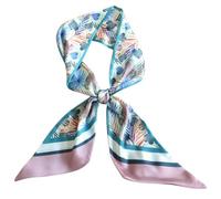 GIMIRO Écharpe en Satin, 148 x 13 cm, Motif Géométrique Damier, Double Couche, Polyester, Marron et Blanc (Rose - Fleurs colorées)