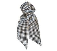 GIMIRO Élégant Foulard écharpe Ceinture 140 x 9 cm Foulard Motif Damier, Noir et Blanc, Multifonction Bandeau Ceinture Cravate, Style Vintage Élégant (Black White Mini Plaid Rose)