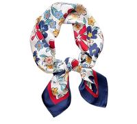 GIMIRO Foulard en Soie Polyester, 70 x 70 cm, Motifs Géométriques et Floraux, Style Élégant, Bandana pour Femmes (C01 Floral Navy/Claret)