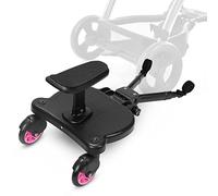Gimisgu Buggy Board avec siège, planche de passage, planche universelle, design à 360°, accessoires pour poussette, avec siège de poussette, convient à toutes les poussettes (rose)