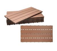 Gimisgu Dalles de Jardin clipsables en Bois Composite WPC, 30x60cm 12 Pièces par 2m² Dalle Jardin extérieur avec Système de Drainage, Système plug-in Facile à poser, Marron