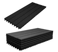 Gimisgu Dalles de Jardin clipsables en Bois Composite WPC, 30x60cm 30 Pièces par 5m² Dalle Jardin extérieur avec Système de Drainage, Système plug-in Facile à poser, Anthracite