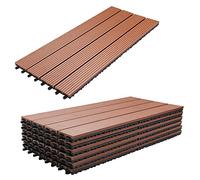 Gimisgu Dalles de Jardin clipsables en Bois Composite WPC, 30x60cm 30 Pièces par 5m² Dalle Jardin extérieur avec Système de Drainage, Système plug-in Facile à poser, Marron