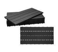 Gimisgu Dalles de Jardin clipsables en Bois Composite WPC, 30x60cm 6 Pièces par 1m² Dalle Jardin extérieur avec Système de Drainage, Système plug-in Facile à poser, Anthracite