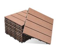 Gimisgu Dalles de Terrase en WPC 30x30cm, 11 Pièces par 1m² pour Jardin Terrasse Système plug-in pour fixation, Dalles avec Système de Drainage, Découpables, Marron