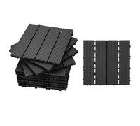 Gimisgu Dalles de Terrase en WPC 30x30cm, 44 Pièces par 4m² pour Jardin Terrasse Système plug-in pour fixation, Dalles avec Système de Drainage, Découpables, Anthracite