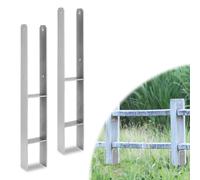 Gimisgu Lot de 2 piquets en H - Ancrage au sol pour poteaux - Chaussures de poteau en H pour clôture et serre - Poteaux carrés en bois (141 x 600 mm)