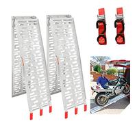 Gimisgu Lot de 2 rampes de chargement pliables en aluminium - Rampe de chargement antidérapante - Pour moto, remorque, tondeuse à gazon - 226 x 30,5 x 5,5 cm - Charge maximale : 340 kg Argenté 2x