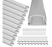 Gimisgu Profilé Aluminium LED, 10x1m Aluminium Profilé U-forme pour Bandes à LED, Compact Finition Professionnelle avec Blanc Laiteux Couvercle, Embouts, Clips de Montage en Métal