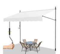 Gimisgu Store banne Manuel rétractable Store pour Balcon, 300x120cm Marquise de Terrasse sans percement, Protection Solaire et imperméable Résistant aux UV, Réglable en Hauteur, Beige M8780-EM-1x