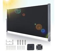 Gimisgu Store latéral, 160x300cm Auvent latéral Extensible Brise-Vue Opaque, Coupe-Vent, Protection Solaire, Paravent Extérieur, pour Balcon, Terrasse et Jardin, Polyester, Anthracite M8603-EM-1x