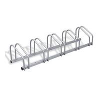 Gimisgu Support de vélo pour 5 vélos - Largeur de pneu : 35-55 mm - Support de roue - Support de sol - Parking à étrier - HBT - 26 x 130 x 32 cm - Argenté