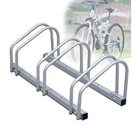 Gimisgu Support de Vélo Triple - Pour 3 Vélos - Largeur de Pneu 35-55 mm - Parking à Étrier au Sol - HBT 26 x 70,5 x 32 cm - Argent