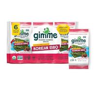 Gimme Algues - BBQ coréen - Lot de 6 - Feuilles d'algues grillées bio - Keto, végétalien, sans gluten, excellente source d'iode et d'oméga 3 - Snack sain à emporter pour enfants et adultes