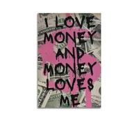 gimmygo Poster de style vintage « I Love Money And Money Loves Me » - Impression sur toile décorative vintage pour salon, chambre à coucher - 40 x 60 cm