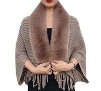 GIMOCOOL Châles Habillés pour Femmes - Wraps de châle d'hiver de mode avec fourrure - Robe de soirée mariage mariée hiver longues grandes capes