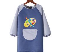 GIMOCOOL Tablier Peinture Enfant Imperméable Tablier Artisanal Enfant Bleu 8-12 Ans Bavette Unisex avec Grand Poches, pour L'école Activités, Peinture Bleu