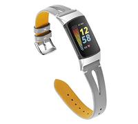 Gimuk Bracelet compatible avec Fitbit Charge 6/Charge 5, Bracelet en cuir véritable réglable Bracelet de rechange Sport Fitness pour Charge 6/Charge 5 Femme Homme, Small/Large, Cuir, Pas de gemme