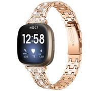Gimuk Bracelet en métal compatible avec Fitbit Versa 4 Fitbit Sense 2 Fitbit Versa 3 Fitbit Sense Bracelet de rechange en acier inoxydable avec strass pour homme et femme, Small Large, Acier