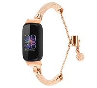 Gimuk Bracelets compatibles avec Fitbit Inspire 2 - Bracelet de rechange réglable en acier inoxydable pour femme - Pour Fitbit Inspire 2/Inspire/Inspire HR/Ace 2 - Taille S et L (or rose)
