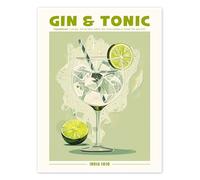 Gin and Tonic, India 1810 Poster de TAlex 13 x 18 cm Turquoise Tableaux Décoration murale