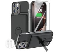 GIN FOXI Coque de batterie pour iPhone 16 Pro Max, coque de charge avec support, 8500 mAh, rechargeable, ultra fine, protection anti-chute, batterie étendue, chargeur pour iPhone 16 Pro Max 6,9
