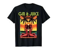 GIN & Juice Tropical Retro Sunset Girls Palm Trees and Summer T-Shirt