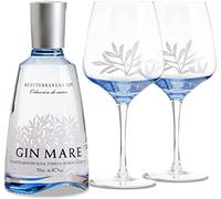 GIN MARE DOUBLE 1 BOUTEILLE DE GIN CL.70 2 VERRES DE GIN MARE