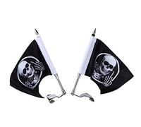 Gind Mâts de Drapeau de Moto, kit de mât de Drapeau de Couvercle de Coffre Gauche Droite 2 pièces avec Drapeau de crâne pour la Modification