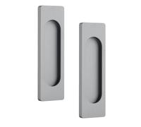 Ginddy Lot de 2 poignées de porte coulissante ovales autocollantes en alliage d'aluminium - Poignée affleurante sans perforateur pour portes coulissantes, armoires de fenêtre (gris mat, 100 mm)