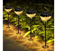 Gindoly Lampes solaires pour jardin extérieur, pack de 4 lampes solaires de jardin pour extérieur avec lumière chaude et RVB, lampes solaires étanches IP65 pour extérieur, décoration de jardin, terra