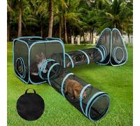 GINDOOR Enclos d'extérieur portable pour chat de 2,4 m, tente pop-up pour chats avec tunnels doubles de 85 x 30 cm à faire soi-même de plusieurs façons, tente de jeu pour lapins et petits animaux