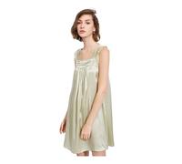 Ginell Chemise de nuit sans manches en soie avec bords en dentelle et gaze, multicolore, L