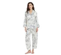Ginell Ensemble de Pyjama en Soie pour Femme Tranquility Series, 100% Soie de mûrier, Couleurs Unies, boutonné sur Le Devant, 2 pièces