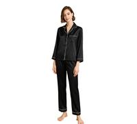 Ginell Ensemble de Pyjama en Soie pour Femme Tranquility Series, 100% Soie de mûrier, Couleurs Unies, boutonné sur Le Devant, 2 pièces