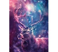 Ginfonr 5D Diamond Art Painting Complet Cerf, Broderie Peinture Diamant Painting Wapiti Kit Round Full Drill Complet Décoration De Pour La Décoration Murale De La Maison 30x40 cm4171