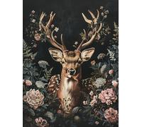 Ginfonr 5D Diamond Art Painting Complet Cerf, Broderie Peinture Diamant Painting Wapiti Kit Round Full Drill Complet Décoration De Pour La Décoration Murale De La Maison 30x40 cm4555